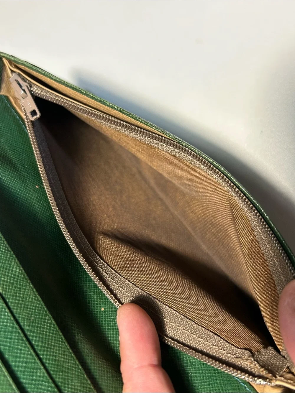 Givenchy Dark Green Leather bifold Wallet Gold Corners